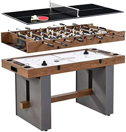 barrington 3 in 1 combination game table 54 foosball air powered hockey and table tennis combo table multi game table perfect for family game rooms all in one arcade table