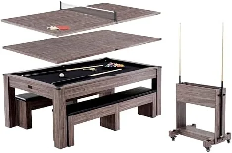 barrington billiards monteray brown 7 ft pool table 3 in 1 dining ping pong